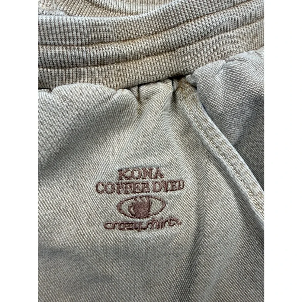 VTG Crazy Shirts Hawaii Kona Coffee Dyed Jogger Pants Mens M Khaki Tan Fade USA